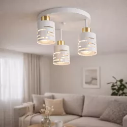 Lampa sufitowa wisząca żyrandol nad stół do kuchni 3x E27 loft biała złota-5904703023272