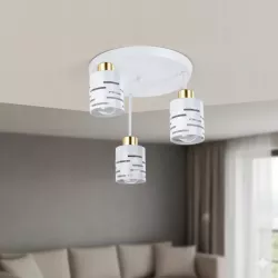 Lampa sufitowa wisząca żyrandol nad stół do kuchni 3x E27 loft biała złota-5904703023272