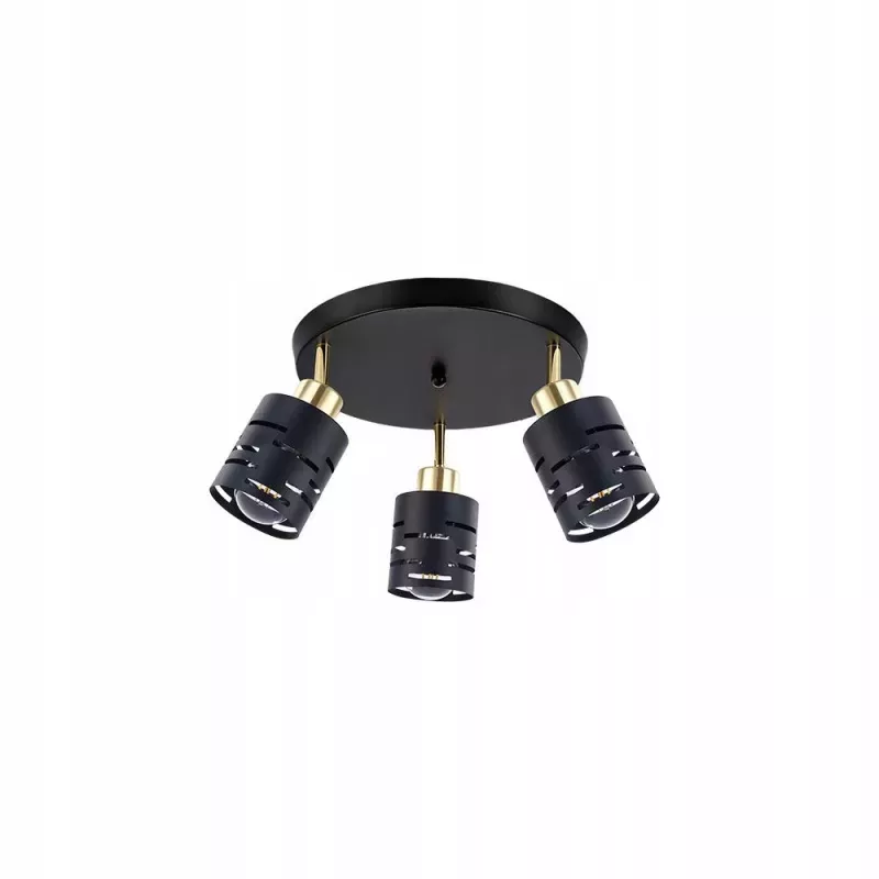 KINKIET LED CZARNY ZŁOTY E27 RUCHOMY 3x35W STAL-5904703023289