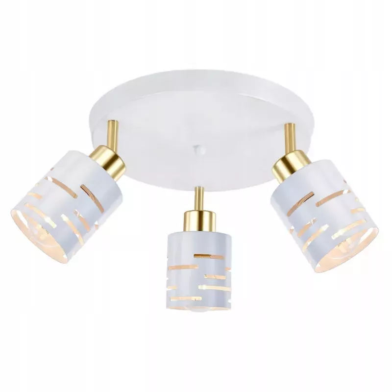 Lampa sufitowa Kinkiet żyrandol LED 3x E27 oprawa LOFT biały złota-5904703023296