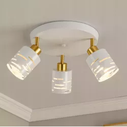 Lampa sufitowa Kinkiet żyrandol LED 3x E27 oprawa LOFT biały złota-5904703023296