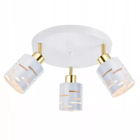 Lampa sufitowa Kinkiet żyrandol LED 3x E27 oprawa LOFT biały złota-5904703023296