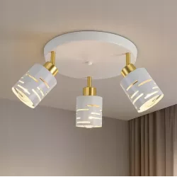 Lampa sufitowa Kinkiet żyrandol LED 3x E27 oprawa LOFT biały złota-5904703023296