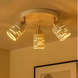 Lampa sufitowa Kinkiet żyrandol LED 3x E27 oprawa LOFT biały złota-5904703023296