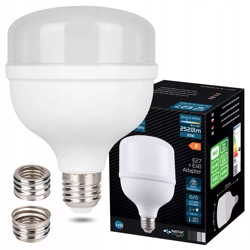 Żarówka LED E27/E40 T100 GOLIAT 30W 4000K 3000lm NEUTRALNA MOCNA-5904703023500