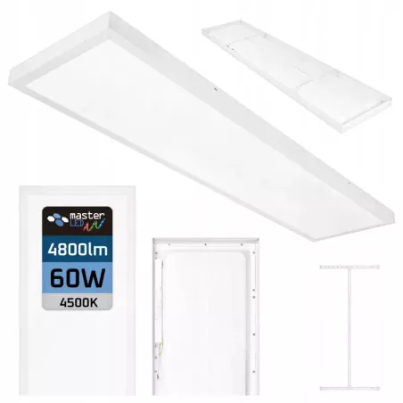 Panel LED Lampa Sufitowa Plafon Natynkowy 60W 120x30cm biały-5903002035344