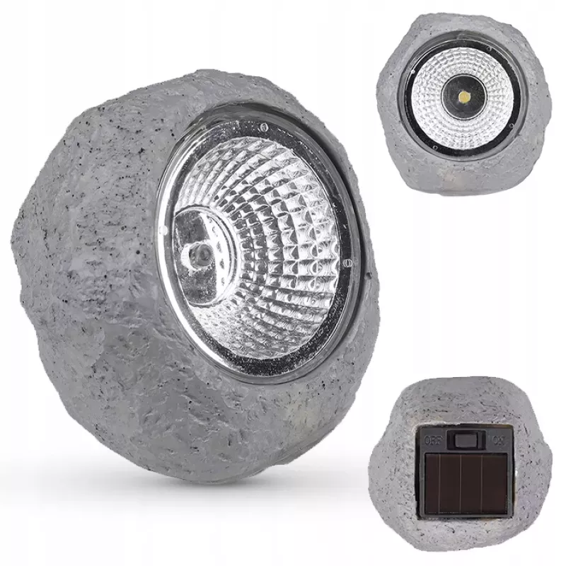 Lampa LED ogrodowa solarna kamień 8,5cm zewnętrzna-5904703014157