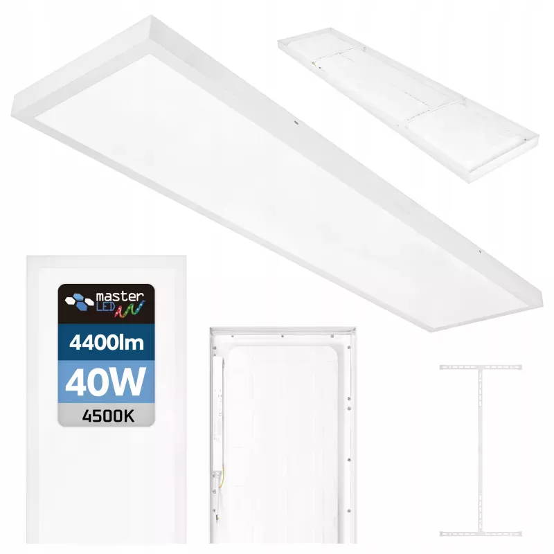 Panel LED Lampa Sufitowa Plafon Natynkowy 40W 120x30cm 4400lm biały-5904703025290