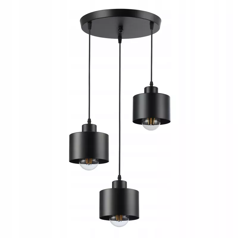 Lampa sufitowa wisząca żyrandol LED 3x E27 oprawa LOFT czarna-5904703010128
