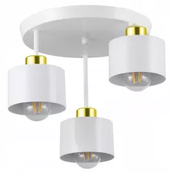 Lampa sufitowa wisząca kinkiet żyrandol LED 3x E27 oprawa biały złoty-5904703010821