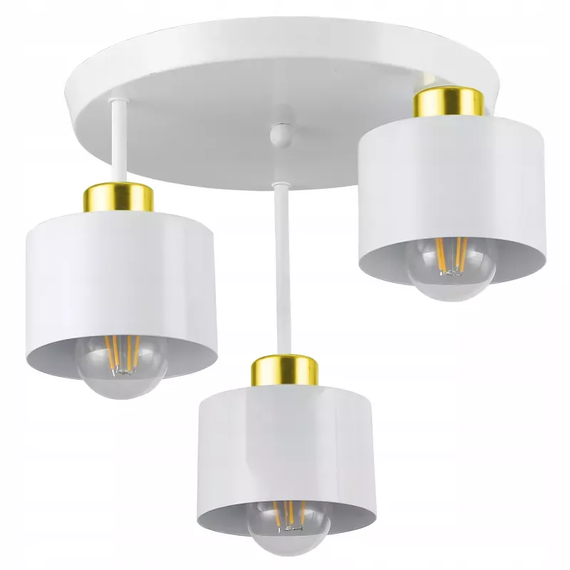Lampa sufitowa wisząca kinkiet żyrandol LED 3x E27 oprawa biały złoty-5904703010821