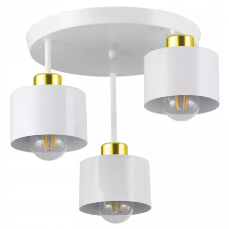 Lampa sufitowa wisząca kinkiet żyrandol LED 3x E27 oprawa biały złoty-5904703010821
