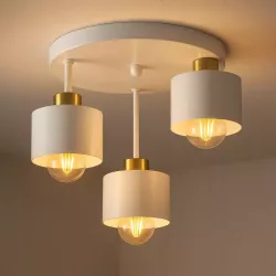 Lampa sufitowa wisząca kinkiet żyrandol LED 3x E27 oprawa biały złoty-5904703010821