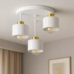 Lampa sufitowa wisząca kinkiet żyrandol LED 3x E27 oprawa biały złoty-5904703010821