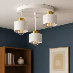 Lampa sufitowa wisząca kinkiet żyrandol LED 3x E27 oprawa biały złoty-5904703010821