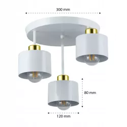 Lampa sufitowa wisząca kinkiet żyrandol LED 3x E27 oprawa biały złoty-5904703010821