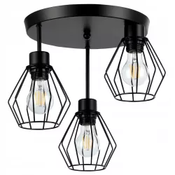 Lampa sufitowa wisząca kinkiet żyrandol 3x E27 oprawa LOFT czarna-5904703010449
