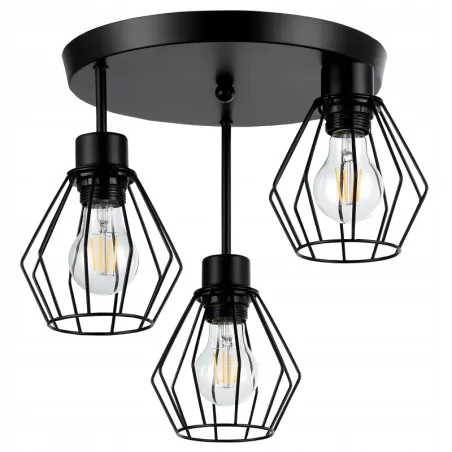 Lampa sufitowa wisząca kinkiet żyrandol 3x E27 oprawa LOFT czarna-5904703010449