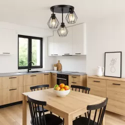 Lampa sufitowa wisząca kinkiet żyrandol 3x E27 oprawa LOFT czarna-5904703010449