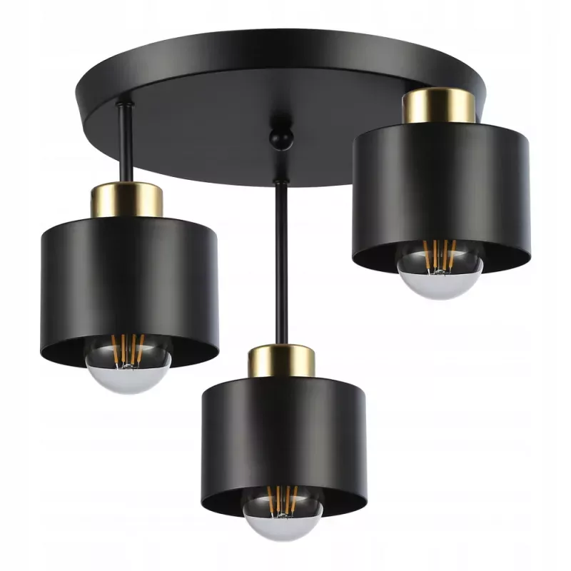 LAMPA WISZĄCA E27 LED ŻYRANDOL LOFTOWY CZARNY ZŁOTY DO SALONU-5904703010845