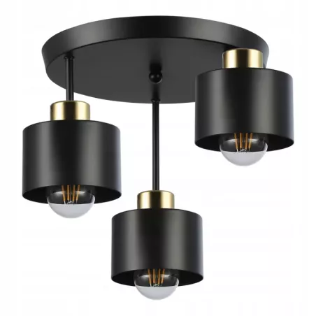 LAMPA WISZĄCA E27 LED ŻYRANDOL LOFTOWY CZARNY ZŁOTY DO SALONU-5904703010845