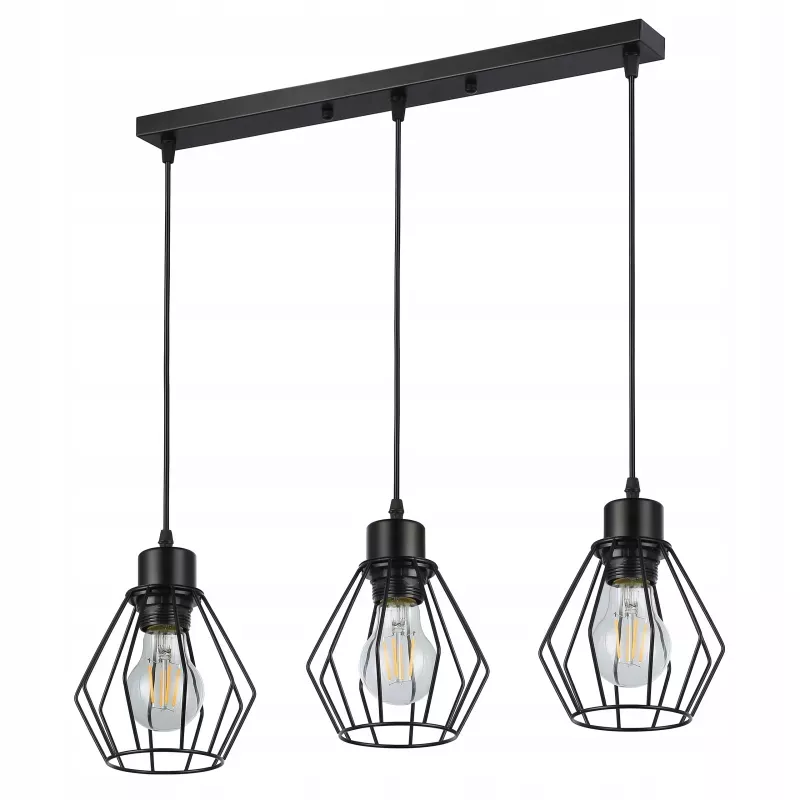 Lampa sufitowa wisząca żyrandol LED 3x E27 oprawa LOFT diament druciana-5904703010562