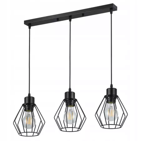 Lampa sufitowa wisząca żyrandol LED 3x E27 oprawa LOFT diament druciana-5904703010562