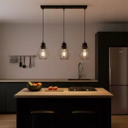 Lampa sufitowa wisząca żyrandol LED 3x E27 oprawa LOFT diament druciana-5904703010562
