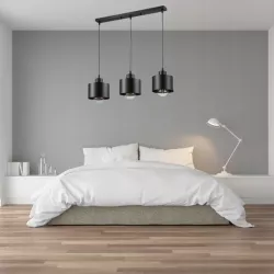 Lampa Wisząca Elza Czarna Loft żyrandol stylowa E27 x3 50cm do salonu-5904703010319