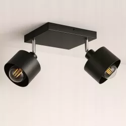 Lampa sufitowa kinkiet sufitowy żyrandol 2x E27 oprawa loft czarna-5904703010678