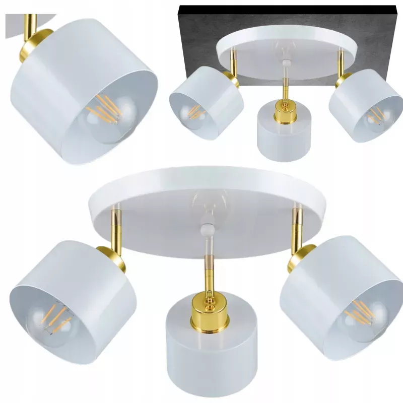 Lampa sufitowa LED kinkiet wisząca żyrandol LED 3x E27 oprawa LOFT biały-5904703010760