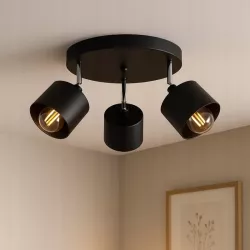 Lampa sufitowa wisząca kinkiet żyrandol 3x E27 oprawa LOFT czarna-5904703010777