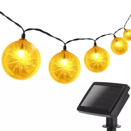 Girlanda solarna LED 10 żółtych cytrynek fi 5cm o długości 1.8 mb - 8433325208844