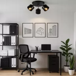 Lampa sufitowa wisząca kinkiet żyrandol 3x E27 oprawa LOFT czarna-5904703010777