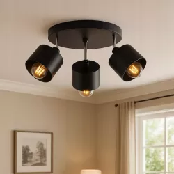 Lampa sufitowa wisząca kinkiet żyrandol 3x E27 oprawa LOFT czarna-5904703010777