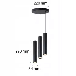 Lampa Wisząca Sufitowa Żyrandol LED 1m 3x GU10 LOFT NOWOCZESNA TUBA okrągła-5904703010494
