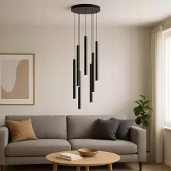 Lampa sufitowa wisząca żyrandol LED 7x G9 oprawa OKRĄGŁA czarna-5904703010920