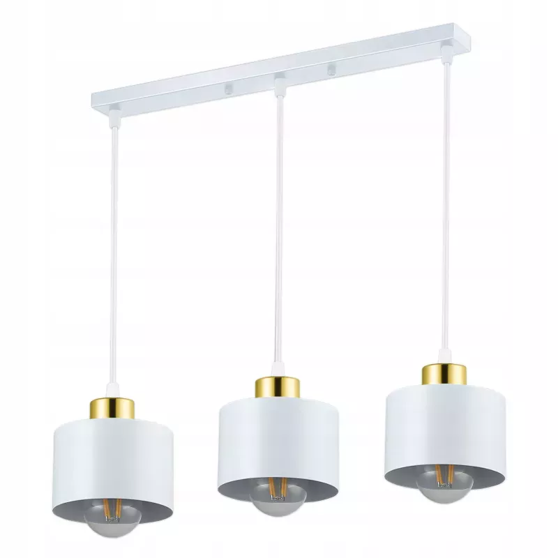 Lampa sufitowa wisząca żyrandol LED 3x E27 oprawa LOFT złoty + biały-5904703010326