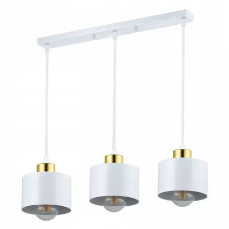 Lampa sufitowa wisząca żyrandol LED 3x E27 oprawa LOFT złoty + biały-5904703010326