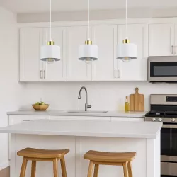 Lampa sufitowa wisząca żyrandol LED 3x E27 oprawa LOFT złoty + biały-5904703010326