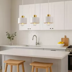Lampa sufitowa wisząca żyrandol LED 3x E27 oprawa LOFT złoty + biały-5904703010326