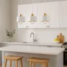 Lampa sufitowa wisząca żyrandol LED 3x E27 oprawa LOFT złoty + biały-5904703010326