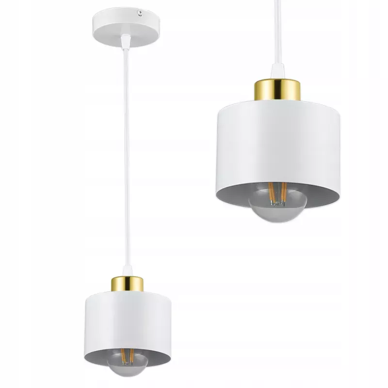 Lampa sufitowa wisząca żyrandol LED E27 oprawa LOFT złoty + biały-5904703010050