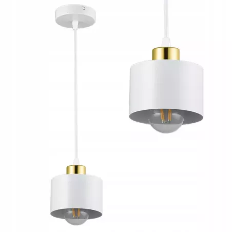 Lampa sufitowa wisząca żyrandol LED E27 oprawa LOFT złoty + biały-5904703010050