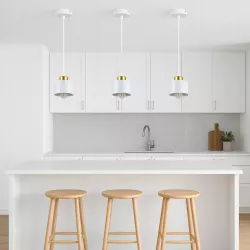 Lampa sufitowa wisząca żyrandol LED E27 oprawa LOFT złoty + biały-5904703010050
