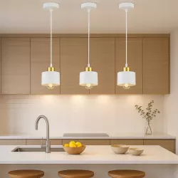 Lampa sufitowa wisząca żyrandol LED E27 oprawa LOFT złoty + biały-5904703010050