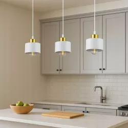 Lampa sufitowa wisząca żyrandol LED E27 oprawa LOFT złoty + biały-5904703010050