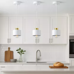 Lampa sufitowa wisząca żyrandol LED E27 oprawa LOFT złoty + biały-5904703010050