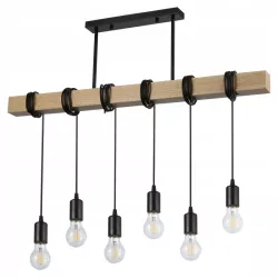 Lampa sufitowa wisząca żyrandol oprawa LED 6xE27 LOFT drewniana nad blat-5904703010234