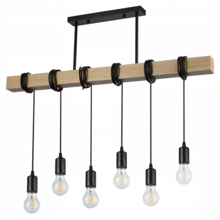 Lampa sufitowa wisząca żyrandol oprawa LED 6xE27 LOFT drewniana nad blat-5904703010234